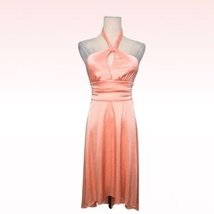 SPEECHLESS Y2K Orange Glitter Halter Dress (Sz S)